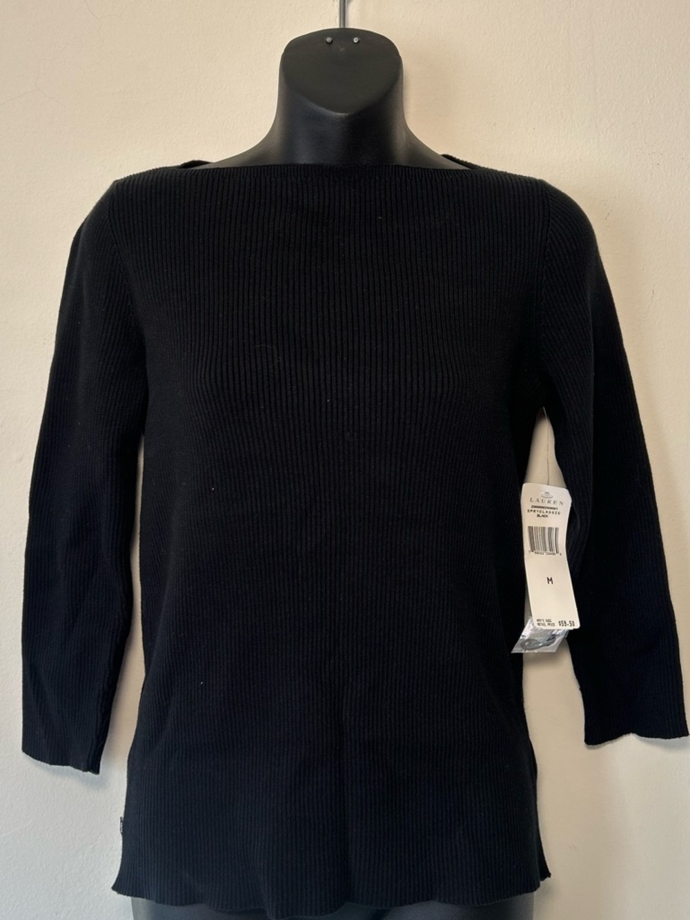 Ralph Lauren Black Ribbed Long Sleeve Tee